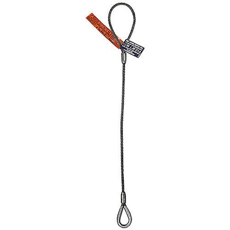 Hsi Sngl Leg Wire Rope Slng, 3/4 in dia, 8ft L, Flemish Loop to HD Thimble, 5.6 ton Capacity 105B3/4XETD-08